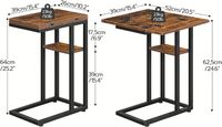Table basse pliable en métal en gros d'usine, table d'appoint en forme de C avec étagère de rangement, design mi-siècle