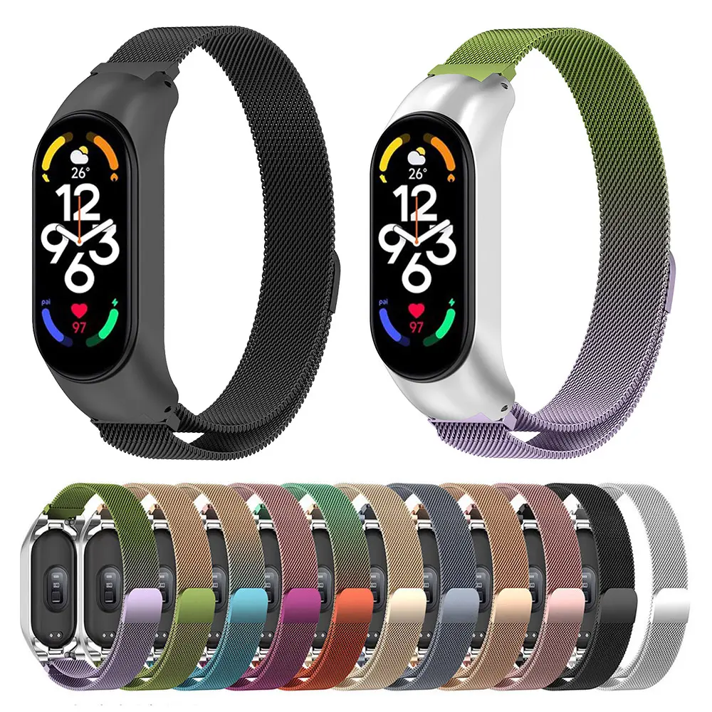 Milanese Wrist Strap For Xiaomi Mi Band 7 Smart Bracelet Wristband Stainless Steel Mesh Watch Band for Mi Band 7NFC