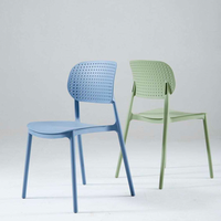 Chaise de salle à manger nordique empilable en polypropylène, chaise en plastique avec dossier bjflamingo