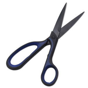 Stainless Steel Scissors Straight Tip Black And Blue Handles For Office Home Use Paper Cutting - Product Image 1