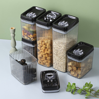 Ensemble de 6 pots alimentaires transparents et hermétiques pour stockage des aliments, ustensiles de cuisine pour céréales avec couvercle d'ouverture à verrou