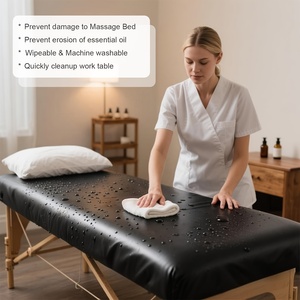 Housse de <span class=keywords><strong>table</strong></span> de <span class=keywords><strong>massage</strong></span> en PU, drap-housse élastique réutilisable pour lit de spa - Product Image 3