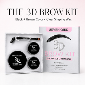 SEVEN GIRL Kit Sourcils 3-en-1 Formule 3D : Pommade, Gel <span class=keywords><strong>Transparent</strong></span> et Cire Coiffante Noire et Brune avec Brosse Double Embout Longue Durée - Product Image 1