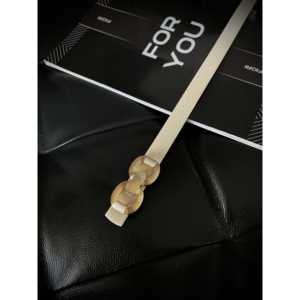 Fiori Double Buckle Women's <b>Belt</b> Leather Casual Style <b>Gold</b> Hardware For You - Product Image 1