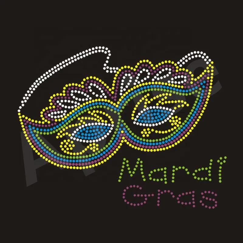 Aprise - Mardi Gras masker besi pada berlian imitasi Transfer payet desain Motif Transfer