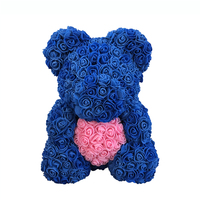 40cm de lujo PE Rosa perro oso Artificial de flores de espuma de oso de rosas con corazón, regalo para las mujeres de San Valentín regalo de boda