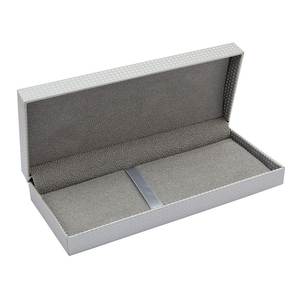 Astuccio grigio per 1-2 penne con rivestimento in velluto e chiusura con nastro argentato - Product Image 2