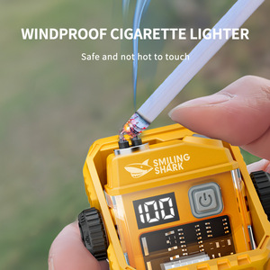Encendedor USB Recargable Smiling Shark, Encendedor Eléctrico de Cigarrillos de Viaje, Batería de Litio, Diseño Moderno de Plástico - Product Image 2