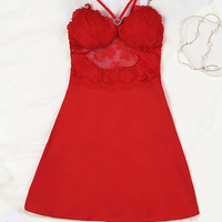 Vente en Gros Été Fraîche et Amusante Robe de Nuit Transparente Lingerie Femme Rouge Sexy