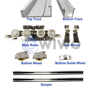 Hayalet kapı donanım aksesuarları tam Set gizli parça sürgülü kapı dört tekerlekler Rolls tampon kasnak silindir sistemi parçaları - Product Image 4