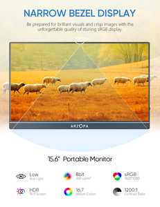 Arzopa Écran portable 15,6 pouces 1080P FHD Full HD double écran fin pour ordinateur portable et téléphone - Product Image 3