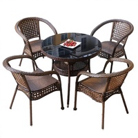 Ensemble table et chaises de patio en rotin portable 4 places, style moderne et minimaliste 2026, avec petite table basse pour balcon et café