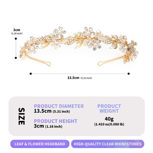 Serre-tête vintage français floral en perles et strass, fait main, accessoires de cheveux de mariée, diadème de mariage - Product Image 3