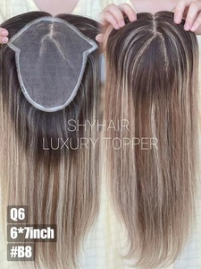 Vente en gros Vietnam de luxe humain Balayage Hair Topper Silk Base/Q6/Mono + Fish Net 5.5*6.5 6*7 dans l'usine de Qingdao - Product Image 2