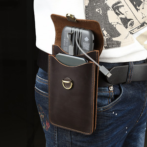 남성용 탑 레이어 정품 가죽 휴대 전화 가방 벨트 허리 걸이 가방 담배 보관 가방 - Product Image 2