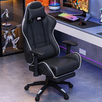 Chaise de jeu ergonomique avec repose-pieds rétractable et dossier inclinable en cuir PU pour joueurs