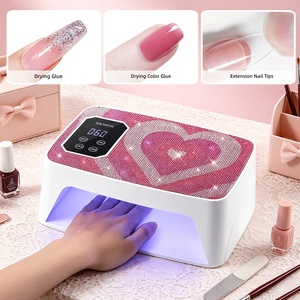 Lampe à ongles UV LED sans fil haute puissance avec strass scintillants en forme de cœur pour le séchage du gel d'extension, de la colle colorée et de l'adhésif pour strass - Product Image 2