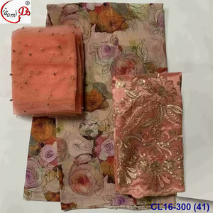 Lisami RTS Swiss Voile cotton mềm 2yard + 2yard lưới thêu + 5yard in somali Sudan dirac gabasaar toub vải cotton - Product Image 2