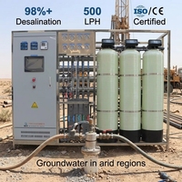 Système de purification d'eau potable automatique RO 500 LPH, usine de filtration par osmose inverse industrielle pour eau de puits et de forage, ISO&CE
