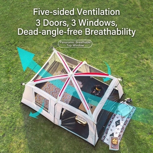 Tenda da Campeggio Personalizzata per 6-8 Persone, Grande, Pieghevole, Impermeabile, in Rete Oxford, per Escursioni, Viaggi, Famiglia, Spiaggia, Giardino, <span class=keywords><strong>Glamping</strong></span> - Product Image 4