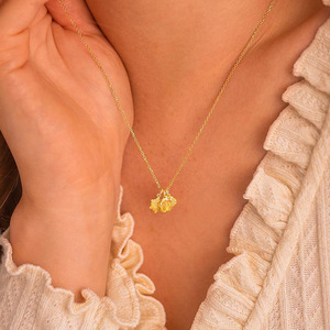 18K Vergoldete Dezember-Geburtsblumen-Anhänger-Halskette mit Zirkonia, 3D-Blumendesign und Gliederkette für Damen, Modeschmuck-Geschenk - Product Image 4