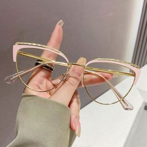 New Design Animal Metal Women's Optical <b>Glasses</b> Frame Diamond Face Shape Changing Color Photochromic Blue Light Blocking Fashion - Product Image 3