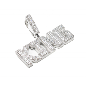 Hip Hop GRA glacé D couleur Baguette Moissanite 925 argent Sterling Pass diamant testeur personnalisé lettre roi pendentif pour hommes - Product Image 6