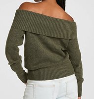Pull-over en maille côtelée ample à manches longues et épaules dénudées pour femme, personnalisable – Fabricant