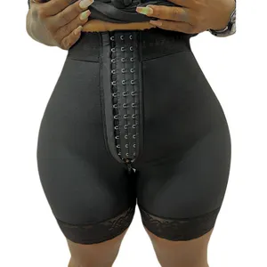 High waist shapewear shorts fajas colombians body shaper plus size butt lifter waist trainer pants with zipper crotch