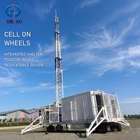 Tour de communication mobile à dépliage rapide sur roues, montée sur remorque COW, pour signal 4G 5G, galvanisée à chaud Q235, modèle trois