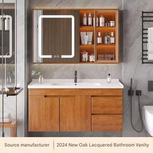 Meuble <span class=keywords><strong>de</strong></span> salle <span class=keywords><strong>de</strong></span> bain mural sur mesure, design moderne, nouveau modèle, avec vasque intégrée et ensemble WC - Product Image 2