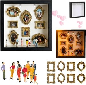 Kit Fai-da-Te per Mini Museo in Scatola con Cornici Dorate e Statuine, Espositore per Foto e Ricordi di <span class=keywords><strong>Famiglia</strong></span>, Portagioie - Product Image 1