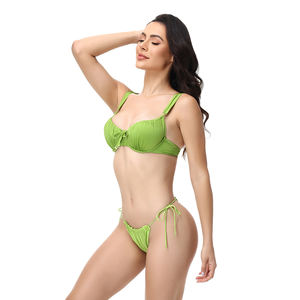 Ventes directes du fabricant de bikini à paillettes <span class=keywords><strong>vert</strong></span> triangle, <span class=keywords><strong>maillot</strong></span> de bain deux pièces sexy taille haute fendu et à coupe basse - Product Image 3