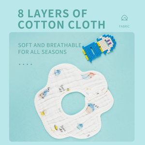 Bavoir pour bébé lavable antibactérien monocouche en mélange de coton à 8 couches avec fermeture à corde pour les nourrissons et les tout-petits - Product Image 5