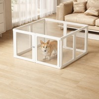 Parc pour animaux de compagnie pliable et verrouillable en acrylique transparent et HDPE pour chiens, chats et petits animaux - Montage facile, utilisation en intérieur