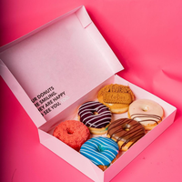 Emballage de beignets de boulangerie écologique et biodégradable en gros 2024, boîte à beignets rose personnalisée de grande taille