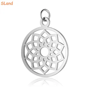 SLand fabbrica di Gioielli aiutarvi a personalizzare hollout-out di loto in acciaio inox pendente di fascino per le donne collana/braccialetto/portachiavi