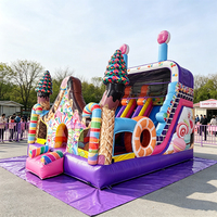 Château Gonflable Commercial en PVC 0.55 pour Enfants, Double Toboggan avec Souffleur, Idéal pour Location de Fêtes en Jardin