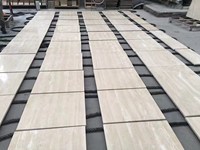 Travertin argenté d'Italie, poli, grandes dalles, moderne, imperméable, découpé sur mesure pour revêtement mural et sol d'hôtel, vente en gros