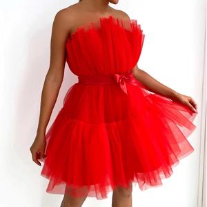 ชุดเดรสทรงพองมินิผู้หญิง แต่งโบว์ตาข่าย รุ่น Chest Model แฟชั่น - Product Image 4