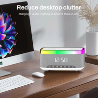 15W draadloze oplader, speaker, wekker met witruis, RGB LED-licht, TF, AUX, multifunctionele bedlamp