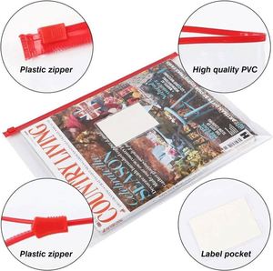 Prix compétitif, fournisseur chinois, dossiers à fermeture éclair A4 avec poche pour étiquette, enveloppes en plastique transparentes, dossiers - Product Image 4