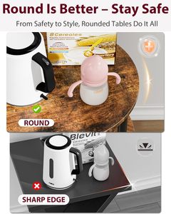 Tavolino <span class=keywords><strong>da</strong></span> Caffè Moderno a 3 Ripiani con Struttura in Metallo, Comodino Stretto, Finitura Marrone Rustico per Camera <span class=keywords><strong>da</strong></span> Letto e Soggiorno - Product Image 3