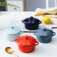 Mini Cocotte ronde à deux poignées avec couvercle Cocotte en céramique résistante à la chaleur
