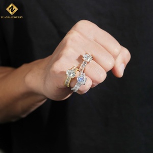 Anillos de Compromiso de Moissanita Blanca en Oferta, Chapados en Oro, Plata de Ley 925, Estilo Clásico, Anillos de Boda para Mujer y Hombre - Product Image 5