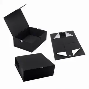 새로운 디자인 생분해 성 럭셔리 접이식 블랙 판지 포장 신발 상자 단단한 우편물 배송 선물 상자