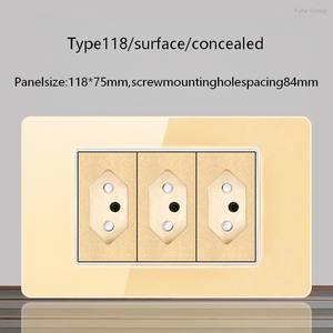 Enchufe de pared con interruptor de luz, doble USB tipo C, estándar brasileño, de vidrio templado, con tres entradas de corriente. - Product Image 5