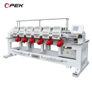 Opek 6 Heads Borduurmachine Voor Cap T-shirt Hoed Platte Kledingstuk Geautomatiseerde Industriële Borduren Making Machine Computer