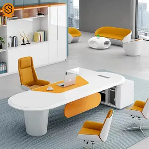 Personnalisé 2024 nouveau mobilier de bureau moderne dernier bureau Table de bureau de luxe conçoit la Table en Mdf en forme de L de directeur général