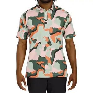 Latest Logo DryFit Golf Fashion Camouflage 4-Way Stretch Golf Polo T Shirt Best Selling Men's Performance Golf Shirts
